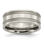 Chisel Titanium Brushed and Polished 8mm Grooved Band