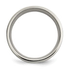 Titanium Polished w/Sterling Silver Inlay 8mm Flat Band