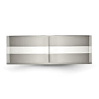 Titanium Polished w/Sterling Silver Inlay 8mm Flat Band