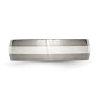 Chisel Titanium Brushed with Sterling Silver Inlay 6mm Band