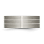 Titanium Brushed w/Sterling Silver Inlay 8mm Flat Band