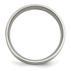 Titanium Brushed w/Sterling Silver Inlay 8mm Grooved Band