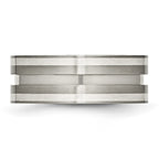 Titanium Brushed w/Sterling Silver Inlay 8mm Grooved Band