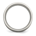 Chisel Titanium Antiqued and Brushed with Sterling Silver Braided Inlay 8mm Band