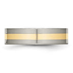 Chisel Titanium Polished with 14k Gold Inlay 6mm Flat Band