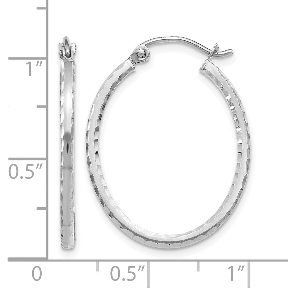 10K White Gold D/C Hinged Hoop Earrings