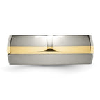 Chisel Titanium Polished with 14k Gold Inlay 8mm Band
