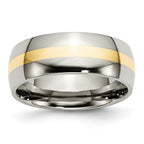 Chisel Titanium Polished with 14k Gold Inlay 8mm Band