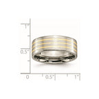 Chisel Titanium Polished with 14k Gold Inlay 8mm Flat Band