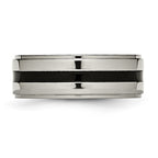Chisel Titanium Polished Black Enamel 8mm Ridged Edge Band
