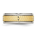 Titanium 8mm Yellow IP-plated Ridged Edge Fancy Brushed Band
