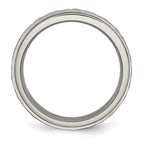Chisel Titanium Polished and Hammered 6mm Ridged Edge Band