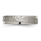 Chisel Titanium Polished and Hammered 6mm Ridged Edge Band