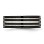 Titanium Polished 8mm Black IP-plated w/Satin Stripes Band