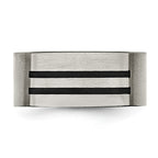 Chisel Titanium Brushed Black Enamel Stripes 10mm Band
