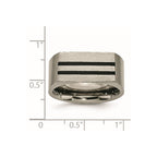 Chisel Titanium Brushed Black Enamel Stripes 10mm Band