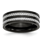 Chisel Titanium Polished Black IP-plated with Grey Carbon Fiber Inlay 8mm Band