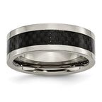 Chisel Titanium Polished with Black Carbon Fiber Inlay 8mm Band
