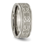 Chisel Titanium Brushed Center 8mm Scroll Design Band