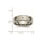 Chisel Titanium Brushed and Polished 1/20 Carat Diamond Cross Cut Out 7mm Band