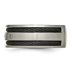Chisel Titanium Brushed Black IP-plated Cable 1/20 Carat Diamond 10mm Band