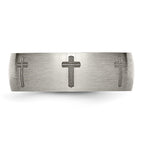 Chisel Titanium Brushed Cross Laser Design 8mm Band