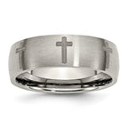 Chisel Titanium Brushed Cross Laser Design 8mm Band
