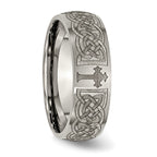 Chisel Titanium Brushed Celtic Cross Laser Design 8mm Band