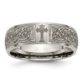 Chisel Titanium Brushed Celtic Cross Laser Design 8mm Band