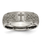 Chisel Titanium Brushed Celtic Cross Laser Design 8mm Band