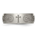 Chisel Titanium Brushed Cross Laser Design 8mm Band