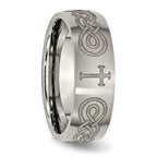 Chisel Titanium Brushed Cross Laser Design 8mm Band