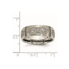 Chisel Titanium Brushed Cross with Flames Laser Design 8mm Band