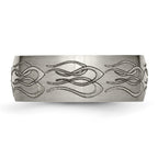 Chisel Titanium Brushed Flame Laser Design 8mm Band