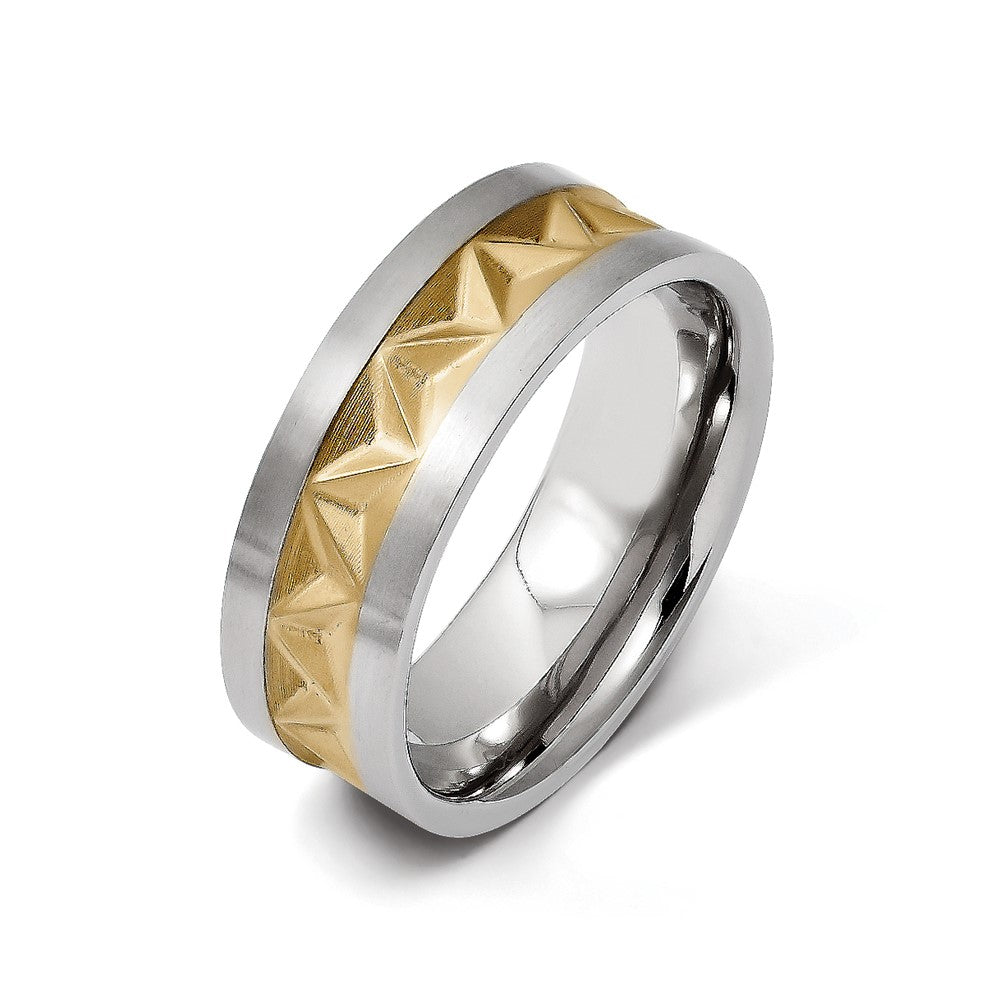 Titanium Brushed and Yellow IP-plated Mens 8mm Band