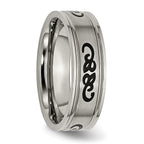 Chisel Titanium Brushed with Black Rubber Design 7mm Ridged Edge Band