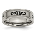 Chisel Titanium Brushed with Black Rubber Design 7mm Ridged Edge Band