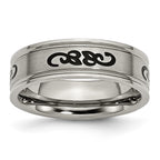 Chisel Titanium Brushed with Black Rubber Design 7mm Ridged Edge Band