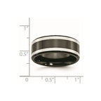Titanium Black Ti with Sterling Silver Inlay Polished 9mm Flat Band