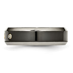 Titanium Black Ti w/14K Inlay 1/10ct Diamond Beveled Edge 7mm Band