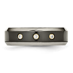 Titanium Black Ti w/14K Inlay 1/10ct Diamond Beveled Edge 7mm Band