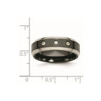 Titanium Black Ti w/14K Inlay 1/10ct Diamond Beveled Edge 7mm Band