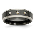 Titanium Black Ti w/14K Inlay 1/10ct Diamond Beveled Edge 7mm Band