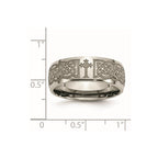 Chisel Titanium Polished Celtic Cross Laser Design 8mm Band
