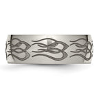 Chisel Titanium Polished Flame Laser Design 8mm Band