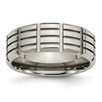 Titanium 8mm Grooved Polished Band