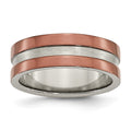 Titanium Grooved 8mm Brown IP-plated Polished w/brushed Center Band
