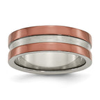 Titanium Grooved 8mm Brown IP-plated Polished w/brushed Center Band