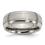 Chisel Titanium Brushed and Polished 8mm Grooved Band