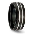 Titanium Grooved 8mm Black IP-plated Brushed & Polished Band